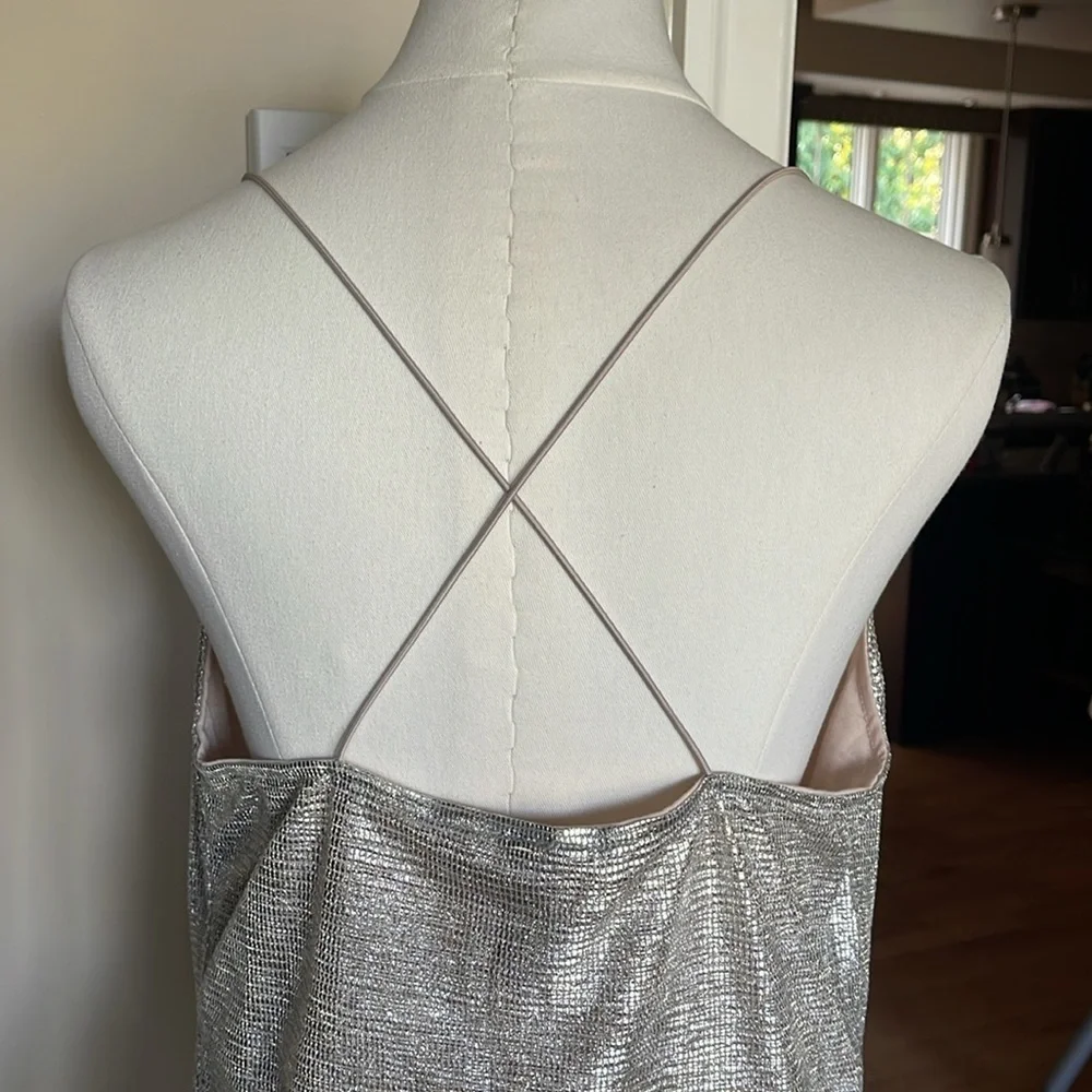 Divided Silver Metallic Cowl Neck Mini Dress - Picture 3 of 5